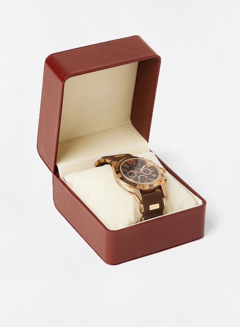 Philippe Moraly of Switzerland ساعة يد كرونوغراف بحزام مطاطي RC1455ROO - 45.5 مم - بني - Image 5