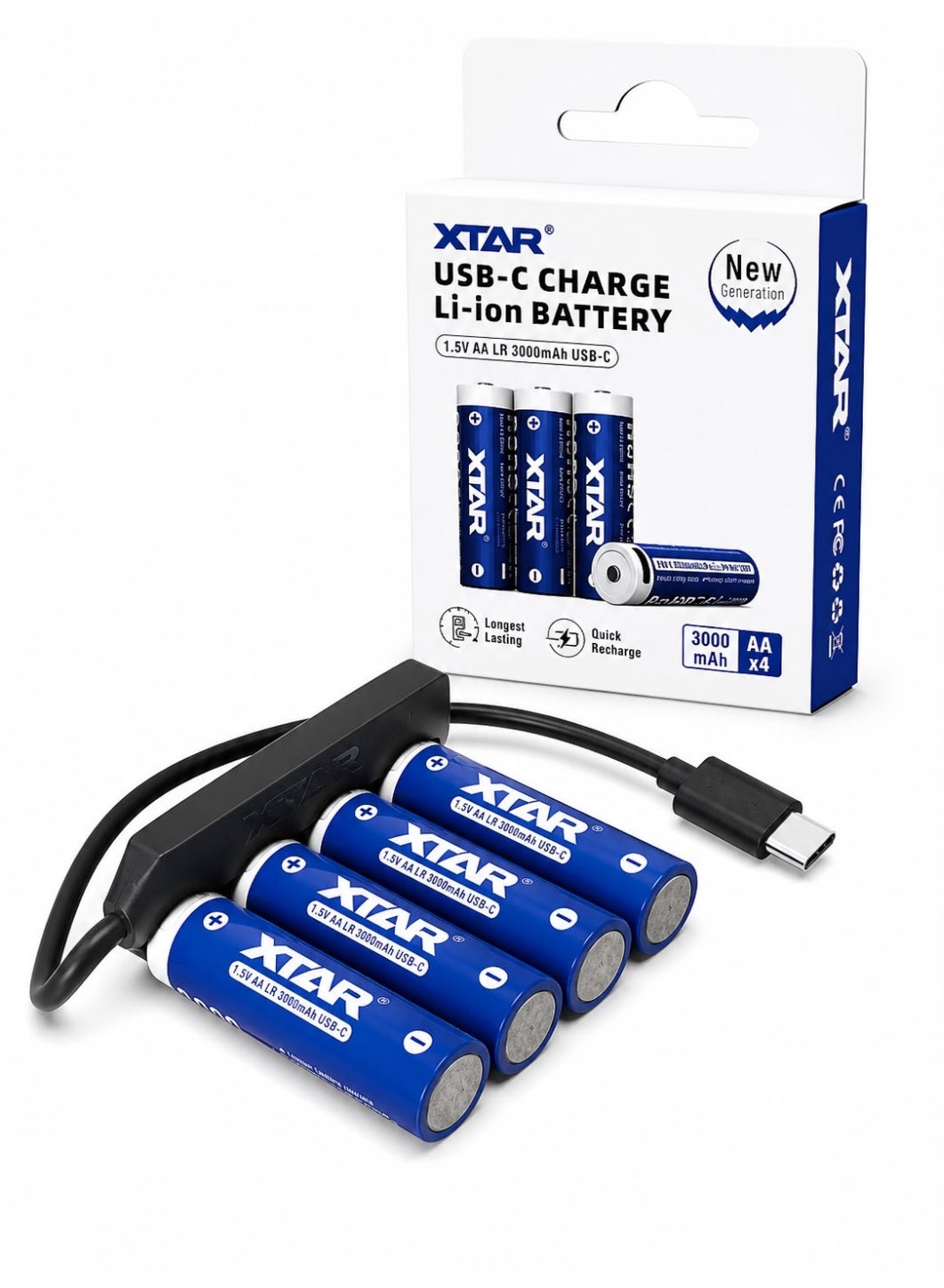 XTAR XTAR usb-c Charge li-ion Battery 1 5v Aa 3000mAh ZC8D9A283ECDB52A46EBAZ