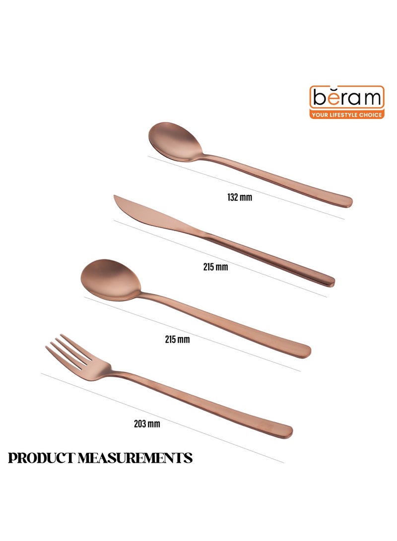Dazzle Dine Cutlery Set, Elegant Stainless Steel with PVD Copper Finish, 18/10 Grade Kitchen Utensils Set, Tableware Set for Home, Restaurants and More - Image 5