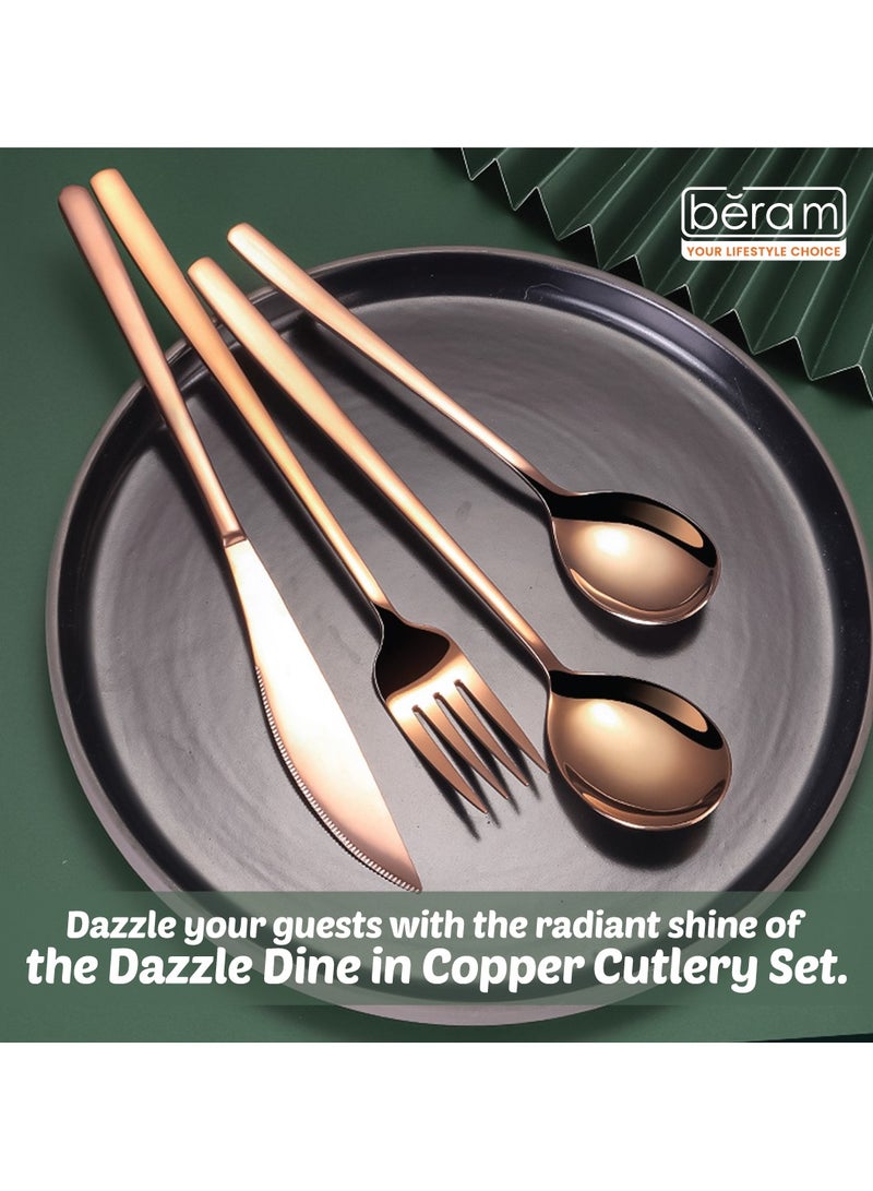Dazzle Dine Cutlery Set, Elegant Stainless Steel with PVD Copper Finish, 18/10 Grade Kitchen Utensils Set, Tableware Set for Home, Restaurants and More - Image 3
