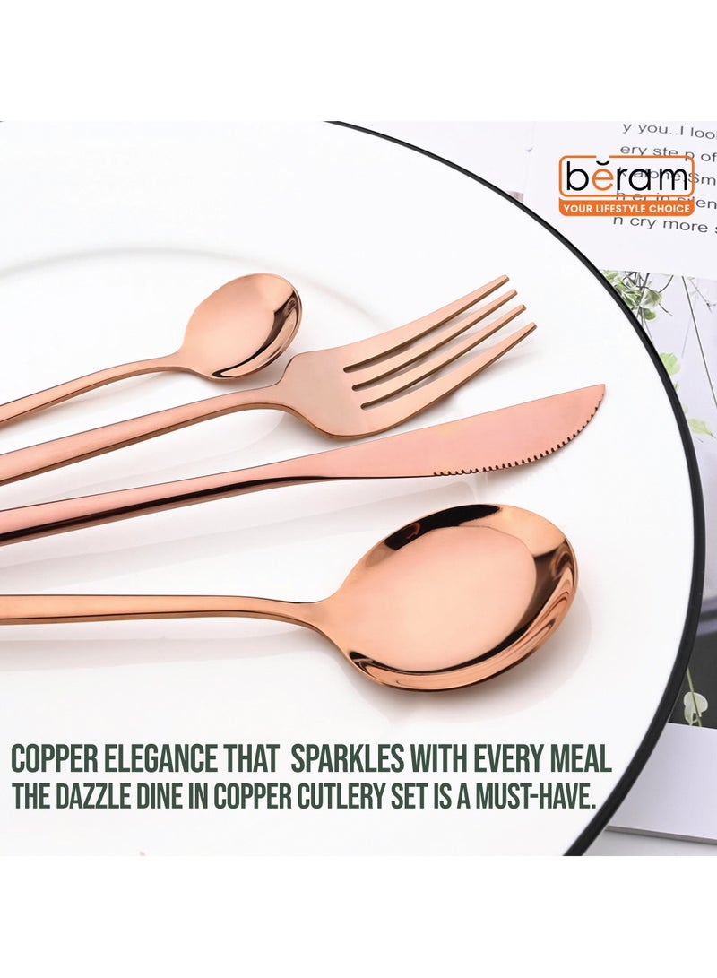 Dazzle Dine Cutlery Set, Elegant Stainless Steel with PVD Copper Finish, 18/10 Grade Kitchen Utensils Set, Tableware Set for Home, Restaurants and More - Image 4