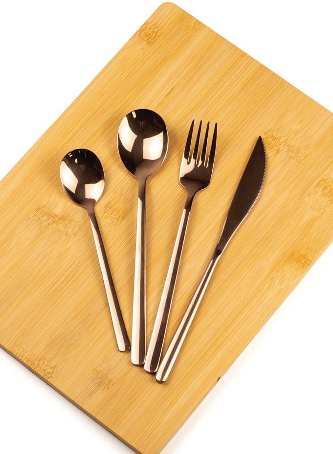 Dazzle Dine Cutlery Set, Elegant Stainless Steel with PVD Copper Finish, 18/10 Grade Kitchen Utensils Set, Tableware Set for Home, Restaurants and More - Image 1