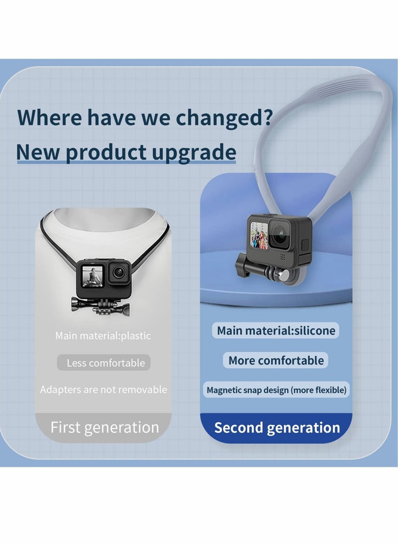 Captaintech Magnetic POV Neck Selfie Holder for Phone GoPro, Video Vlog Necklace Collar Holder Chest Shoulder Body Strap Mount for Go Pro for Max for Hero for Insta360 for DJI Action for iPhone for Android - Image 5