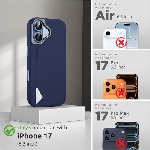VONZEE Premium Hybrid Shockproof Case for iPhone 17 (6.3") | TPU + Polycarbonate Transparent Back Cover | Anti-Yellow Non-Slip Full-Body Protective Phone Case (Blue) - Image 4