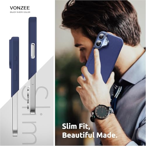 VONZEE Premium Hybrid Shockproof Case for iPhone 17 (6.3") | TPU + Polycarbonate Transparent Back Cover | Anti-Yellow Non-Slip Full-Body Protective Phone Case (Blue) - Image 3