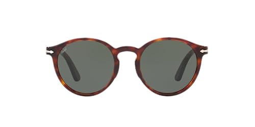 Persol Unisex PO3171S Round Sunglasses, Havana/Green, 52 mm - Image 1