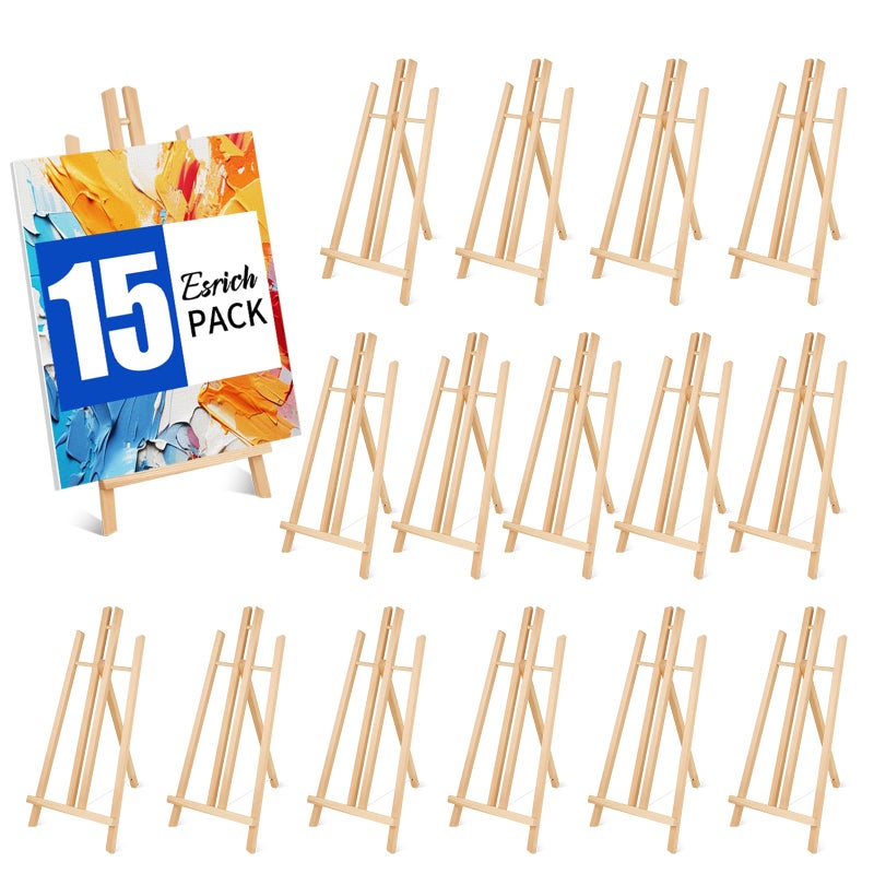 ESRICH 15pcs 17 Inch Tabletop Easels, Easel Stand for Painting,Tripod, Paint Party Easel, Kids Student Desktop Easel for Painting,Paint Easel for Canvas Paints - Image 1