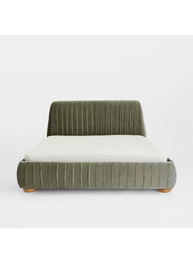 A to Z Furniture Victoria Channel Tufted Bed in Olive Color 100x200cm Single size Bed in Olive Color