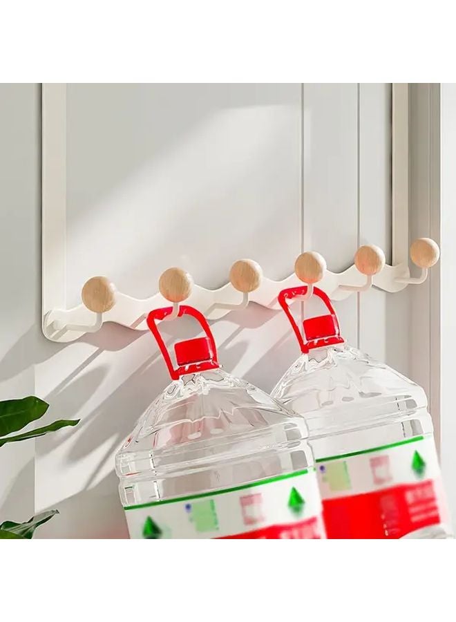 White 5 Hooks Boho Style Aluminum Door Mounted Backpack and Bag Organizer with Round Beads - Image 5