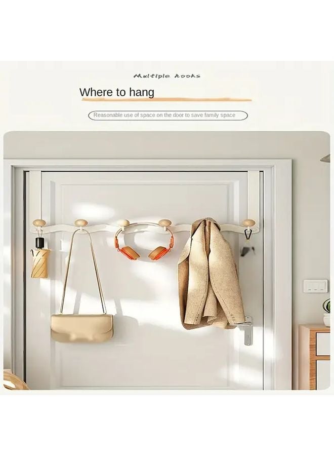 White 5 Hooks Boho Style Aluminum Door Mounted Backpack and Bag Organizer with Round Beads - Image 3