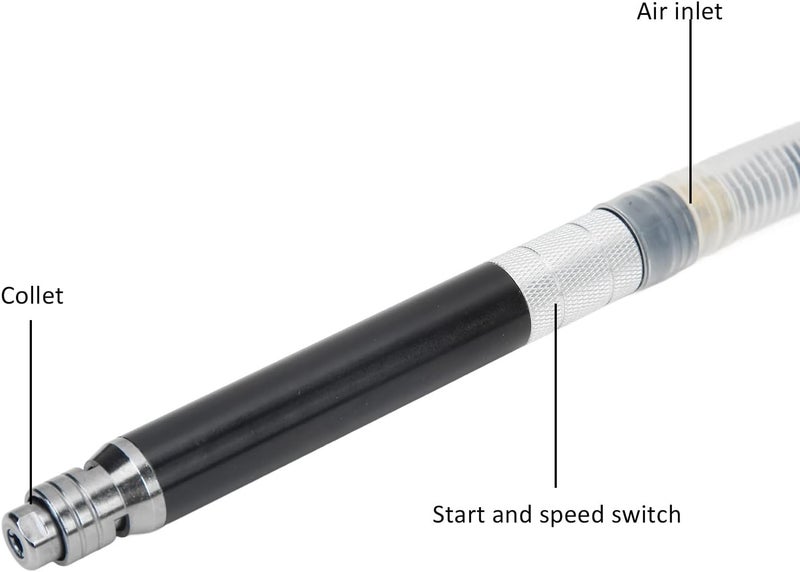 Air Powered Micro Die Grinder Set Pneumatic Pencil Die Grinder Kit 65000RPM High Speed Engraving Tool with 1/8in Collet for Metal Wood Plastic Polishing - Image 3