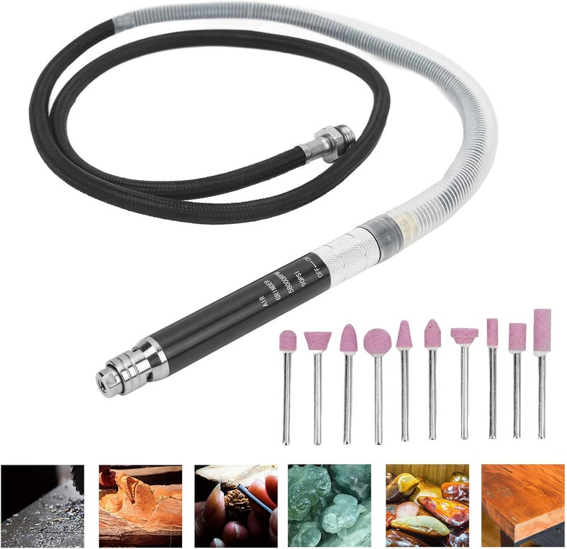 Air Powered Micro Die Grinder Set Pneumatic Pencil Die Grinder Kit 65000RPM High Speed Engraving Tool with 1/8in Collet for Metal Wood Plastic Polishing - Image 4