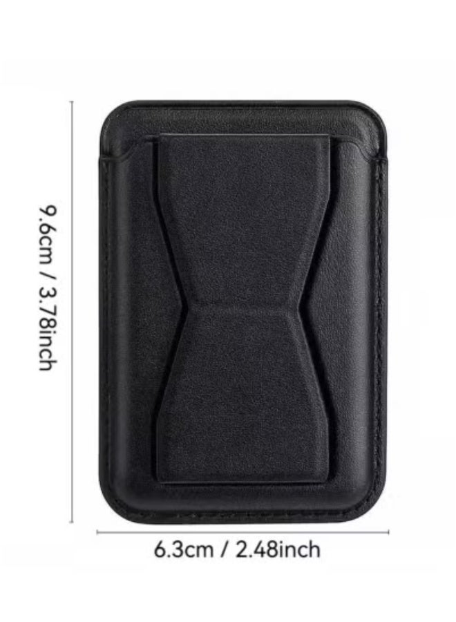 TIGER MagSafe Leather Card Holder with Bracket Clip & Kickstand – Slim Magnetic Wallet for iPhone with PU Leather Grip | Stylish Phone Card Slot Holder with Foldable Stand | Strong MagSafe-Compatible Magnetic Attachment | Lightweight & Travel-Friendly Design  - Image 2