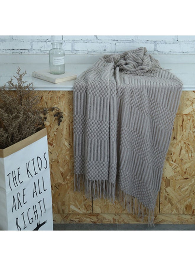 NIBEMINENT Bubble Wool Blanket combination Grey 130x200cm