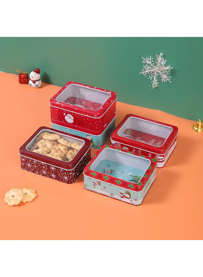 الأزرق جي دبليو صندوق تخزين صفيح عيد الميلاد الجديد رائع بسكويت مع غطاء حلوى وجبات خفيفة ، صندوق تغليف هدايا الشوكولاتة بالجملة - Image 2