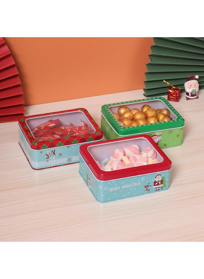 الأزرق جي دبليو صندوق تخزين صفيح عيد الميلاد الجديد رائع بسكويت مع غطاء حلوى وجبات خفيفة ، صندوق تغليف هدايا الشوكولاتة بالجملة - Image 5