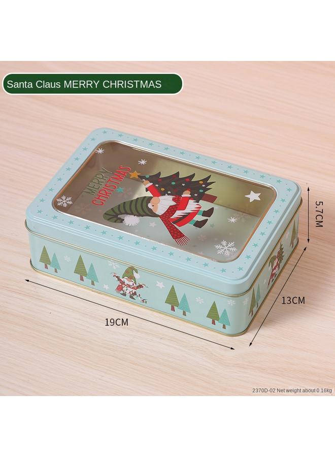 الأزرق جي دبليو صندوق تخزين صفيح عيد الميلاد الجديد رائع بسكويت مع غطاء حلوى وجبات خفيفة ، صندوق تغليف هدايا الشوكولاتة بالجملة - Image 1