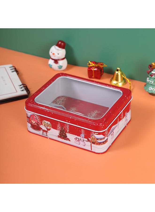 الأزرق جي دبليو صندوق تخزين صفيح عيد الميلاد الجديد رائع بسكويت مع غطاء حلوى وجبات خفيفة ، صندوق تغليف هدايا الشوكولاتة بالجملة - Image 3