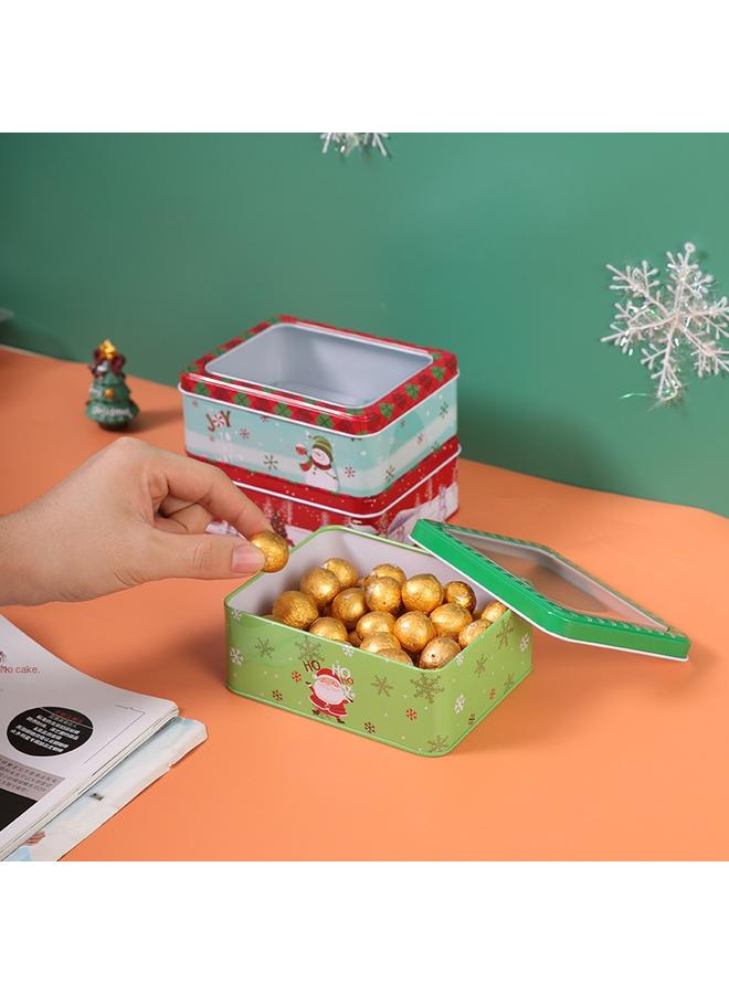 الأزرق جي دبليو صندوق تخزين صفيح عيد الميلاد الجديد رائع بسكويت مع غطاء حلوى وجبات خفيفة ، صندوق تغليف هدايا الشوكولاتة بالجملة - Image 4