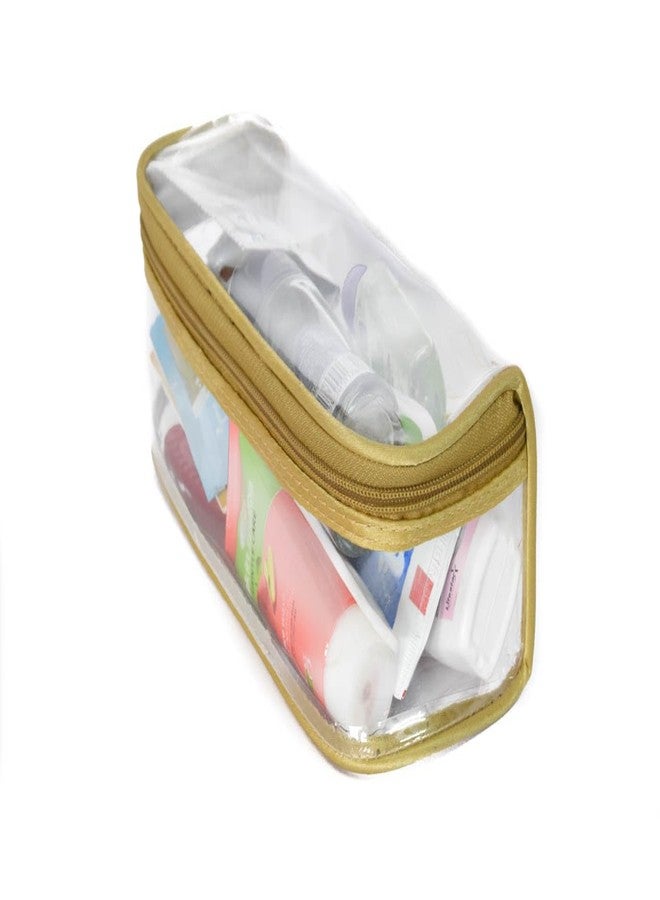 iShine Multipurpose Travel Morning Zipper Pouch for Men and Women(Transparent, Clear) - Medium (Pack of 2, Gold) - Image 5