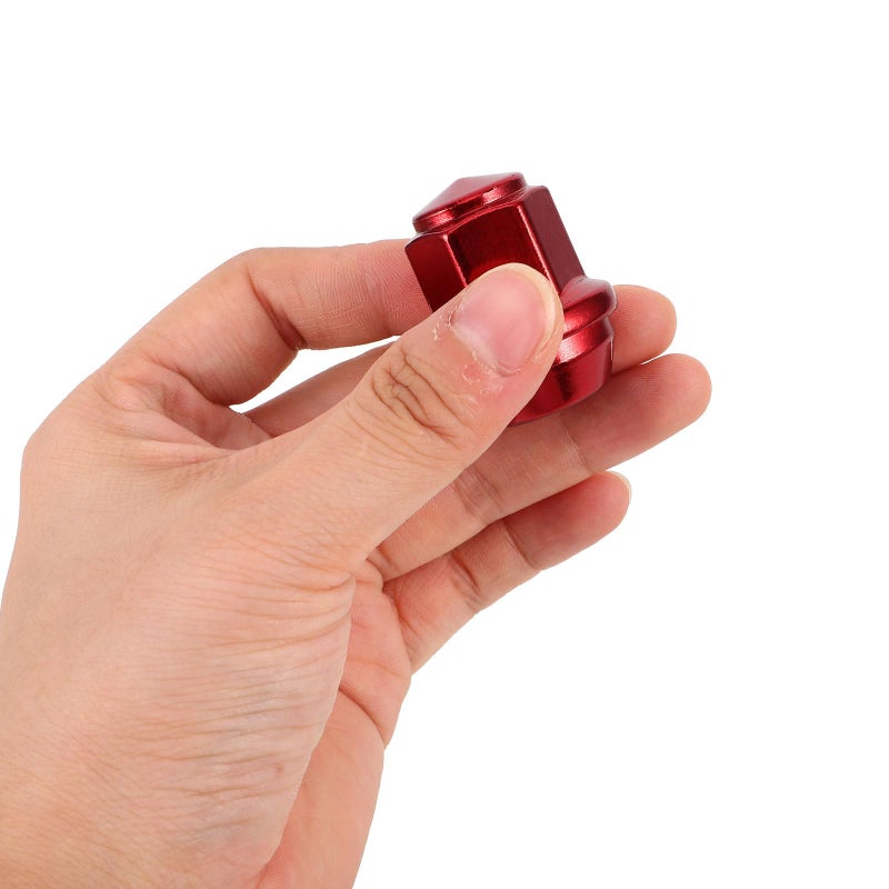 Red Wheel Hub Lug Nut Covers Solid Reinforced Steel Car Bolt Caps 14x1 5mm - Image 4
