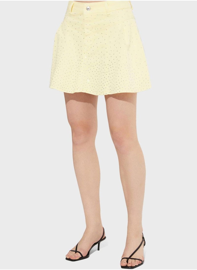 JUNE Embellished High Waist Skirt - Image 1