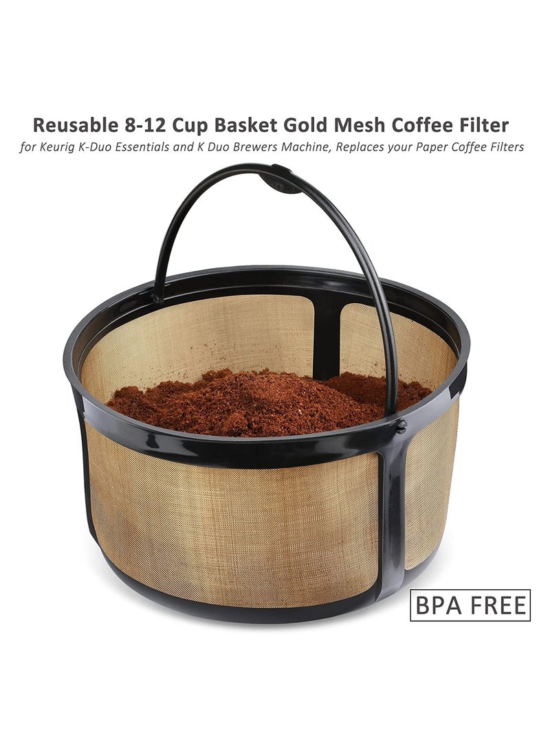 SOLARAE 2 Pcs Reusable 8-12 Cup Basket Gold Mesh Coffee Filter for Keurig K-Duo Essentials for K Duo Brewers Machine Replaces your Paper Coffee Filters BPA Free - Image 3
