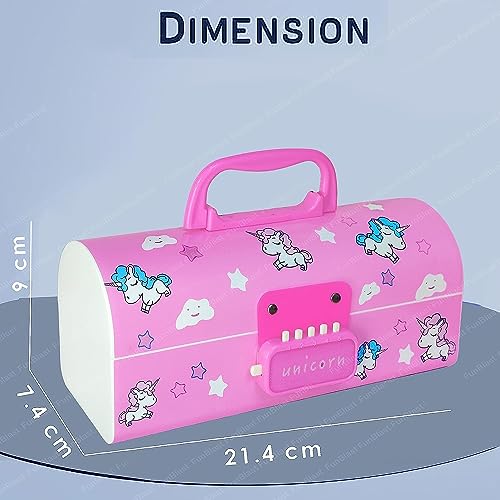 LONGMIRE Plastic Pencil Box with Code Lock Pen Case Large Capacity Multi-Layer Multi-Function Storage Bag Secret Compartment Pencil Box for Kids- Multi-Color (Cute Pink) - Image 2