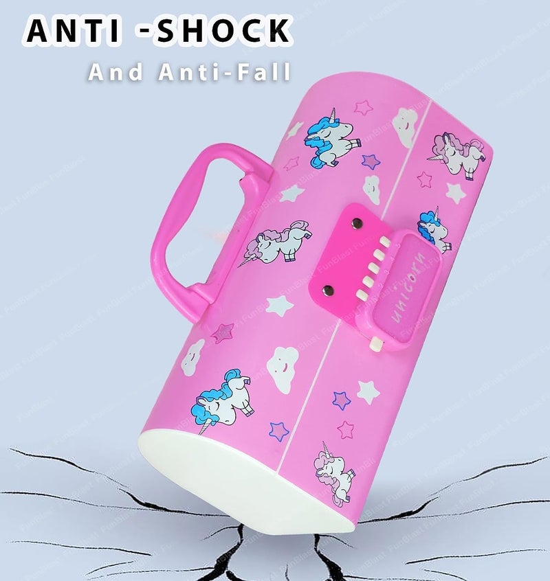 LONGMIRE Plastic Pencil Box with Code Lock Pen Case Large Capacity Multi-Layer Multi-Function Storage Bag Secret Compartment Pencil Box for Kids- Multi-Color (Cute Pink) - Image 5
