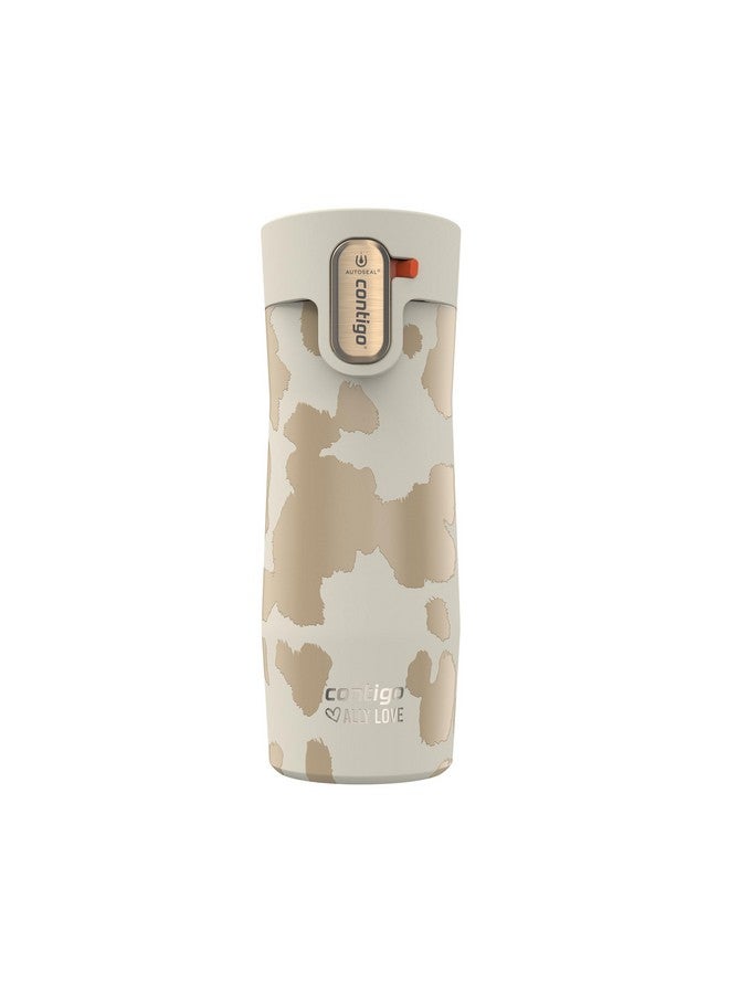 Contigo Contigo x Ally Love Stainless Steel Vacuum-Insulated Travel Mug with Autoseal and Easy Clean Lid, Spill-proof, Keeps Drinks cold 24 hrs & hot for 11 hrs, BPA Free, 16oz., West Loop 3.0, Oatmilk - Image 1
