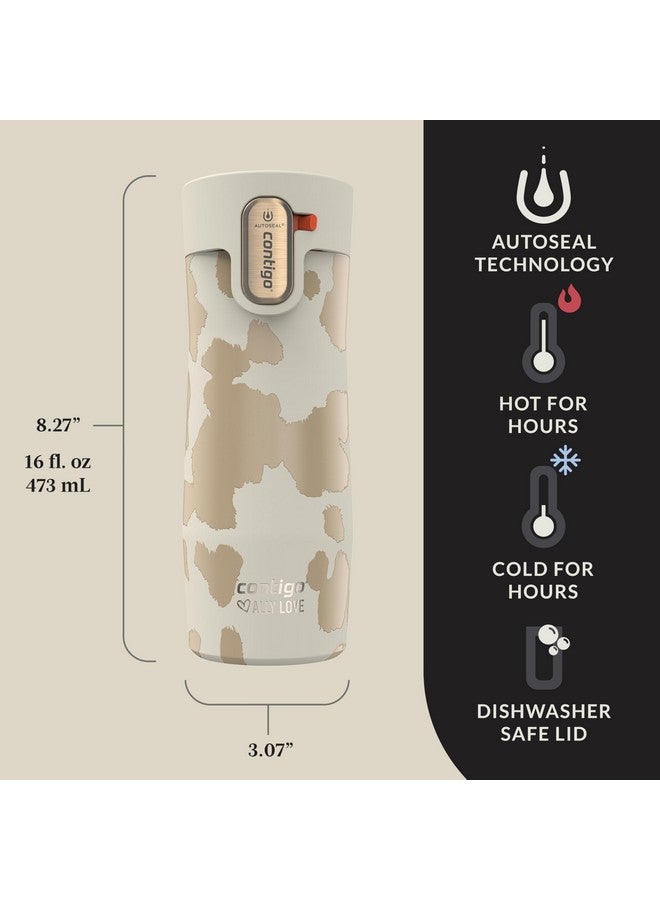 Contigo Contigo x Ally Love Stainless Steel Vacuum-Insulated Travel Mug with Autoseal and Easy Clean Lid, Spill-proof, Keeps Drinks cold 24 hrs & hot for 11 hrs, BPA Free, 16oz., West Loop 3.0, Oatmilk - Image 3