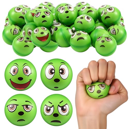 Shappy 32 Pcs Christmas Stress Balls Bulk Xmas Green Monster Stress Relief Toys Squeeze PU Balls 4 Styles Cute Whimsical Relief Toys Xmas Party Favors for Goodie Bag Fillers Stocking Stuffer Gifts - Image 1