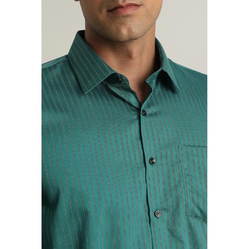 Van Heusen Men Cotton Slim Fit Shirt (VHSFMSLBV74720_Teal, 42) - Image 5