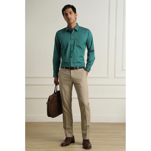 Van Heusen Men Cotton Slim Fit Shirt (VHSFMSLBV74720_Teal, 42) - Image 3
