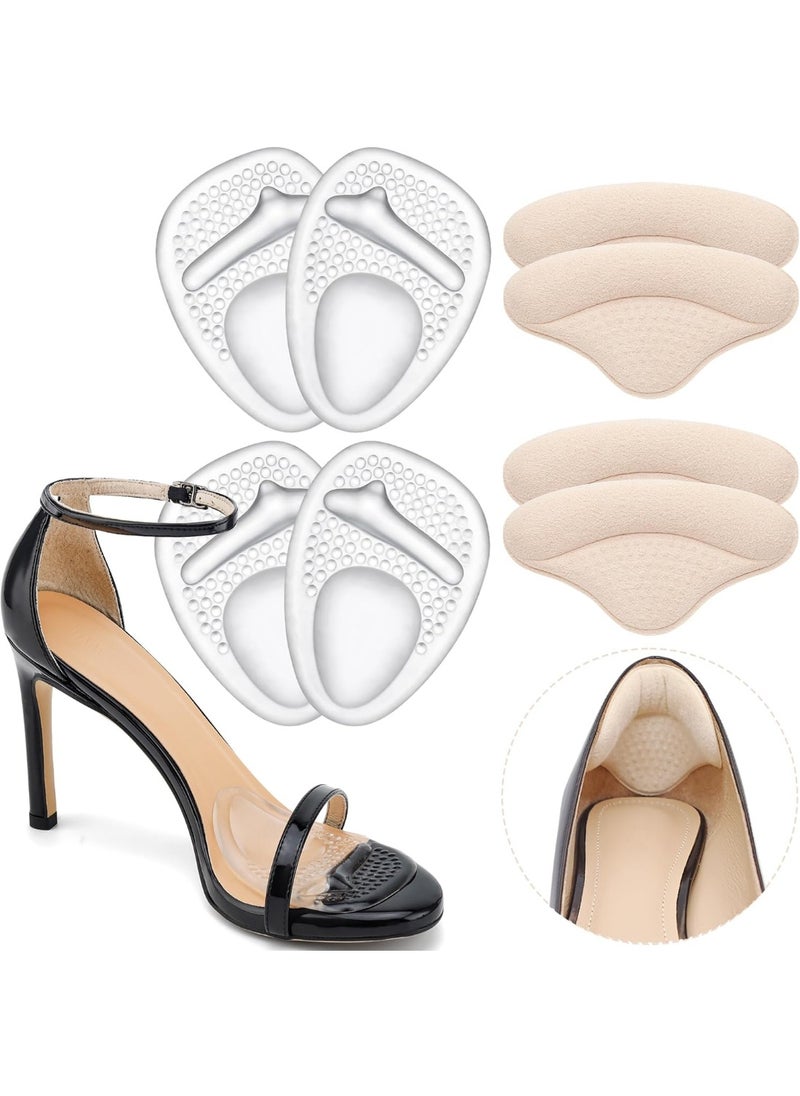 Meetion Ball of Foot Cushions and Metatarsal Pads for Women,Heel Cushion Pads, Heel Grips for Heel Pain Relief, Blisters,Friction, Non-Slip Shoe Inserts for Loose Shoes,Shoe Fillers Make Shoes Fit Tighter  - Image 1