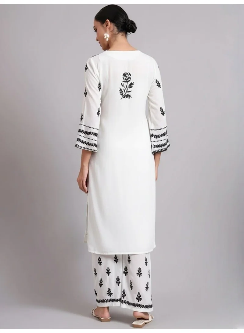 الايا مجموعة كورتا شيكانكاري رايون المطرزة يدويًا للسيدات-AL4078KS