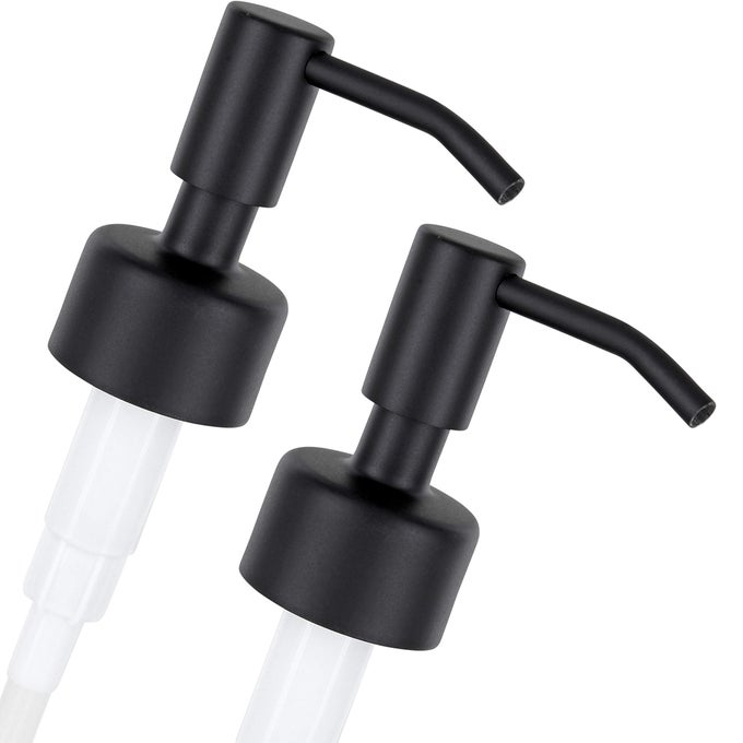 TWIN PACK 2X STAINLESS STEEL SOAP PUMP BUDAPEST AS REPLACEMENT FOR LIQUID HAND SOAP DISPENSERS MATTE BLACK FITS EG JACK BOTTLE
