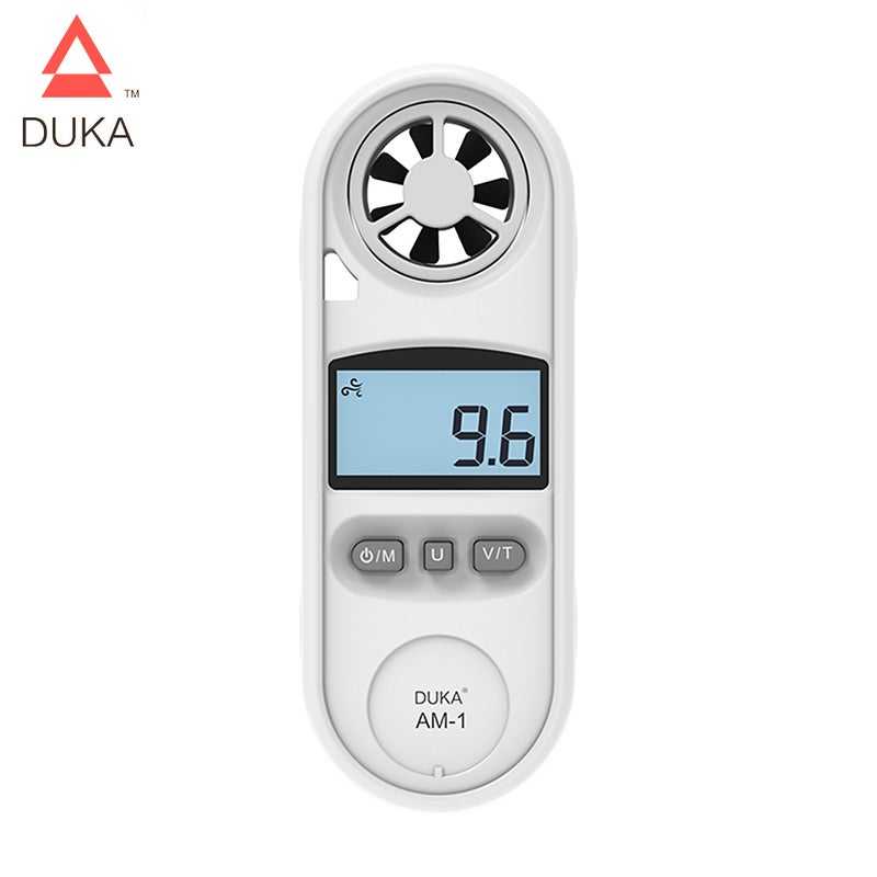 مقياس سرعة الريح الرقمي DUKA AM-1 أداة قياس سرعة الريح/الدرجة الحرارية 0.3-30 متر/ثانية -10~45 درجة مئوية جهاز اختبار مع شاشة LCD مضيئة/تذكير برطوبة الريح/تبديل وحدات متعددة مقياس سرعة الريح متعدد الوظائف - Image 2