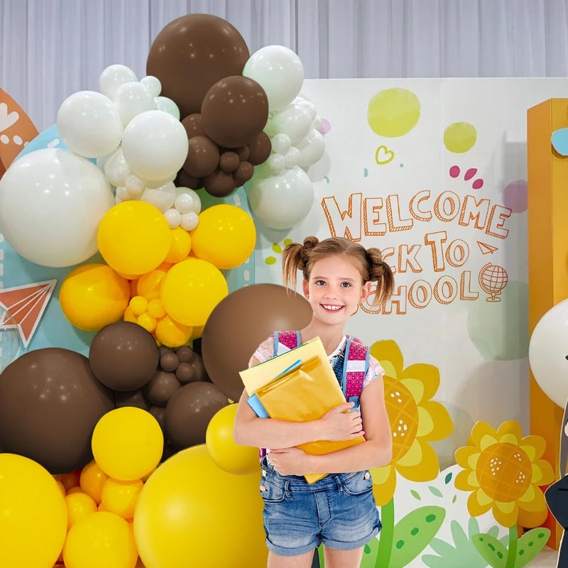 Mebay Yellow Brown White Balloon Garland Arch Kit  155Pcs Latex Balloons Different Size 18 12 10 5 Inch For Birthday Wedding Party Baby Shower Bridal Shower Decoration - Image 4