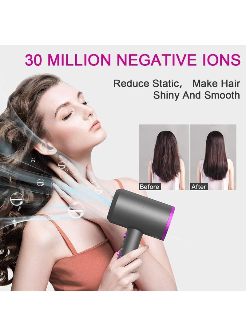 Zikra Ionic Hair Dryer, Professional Powerful 1800W Fast Drying Low Noise Blow Dryer with 2 Concentrator Nozzle 1 Diffuser Attachments for Home Salon Travel - Image 2