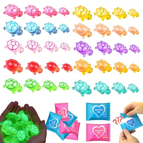 CIYOJA 100 Pcs Mini Turtle Blind Bags for Kids Glow in The Dark Resin Turtles Collectible Sea Turtle Toys for Party Favors Treasure Hunt Games Dollhouse Decor Mini Garden Landscape Cake Toppers - Image 1