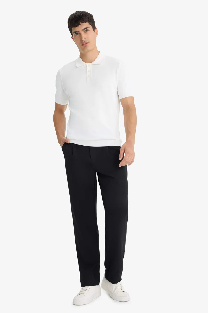 Defacto Standard Fit Polo Neck Knit Short Sleeve T-Shirt