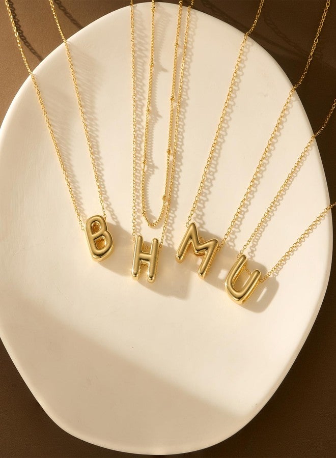 OOOPEL Bubble Initial Necklaces for Women Layered A-Z Alphabet Pendant Necklace 14K Gold Plated Balloon Letter Necklace Dainty Jewelry Gift, 13 * 16mm, Copper, No Gemstone - Image 5