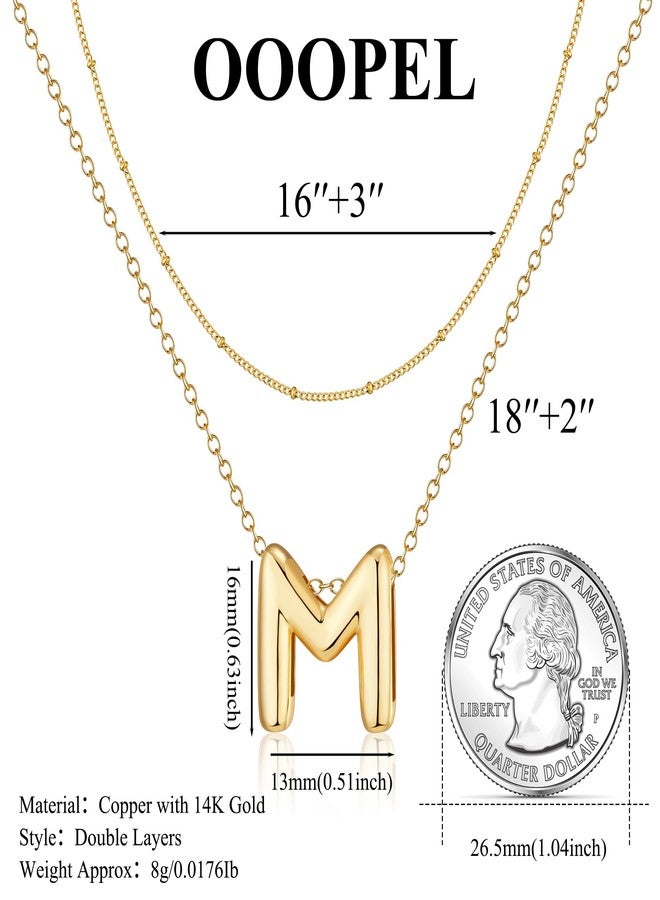 OOOPEL Bubble Initial Necklaces for Women Layered A-Z Alphabet Pendant Necklace 14K Gold Plated Balloon Letter Necklace Dainty Jewelry Gift, 13 * 16mm, Copper, No Gemstone - Image 4