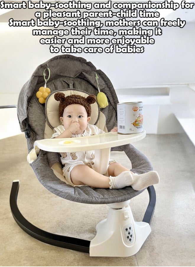 ZCM-HAPPY - Baby Electric Rocking Chair - Newborn Cradle Bed with Remote Control and Soothing Features – 6-Piece Set - Image 1