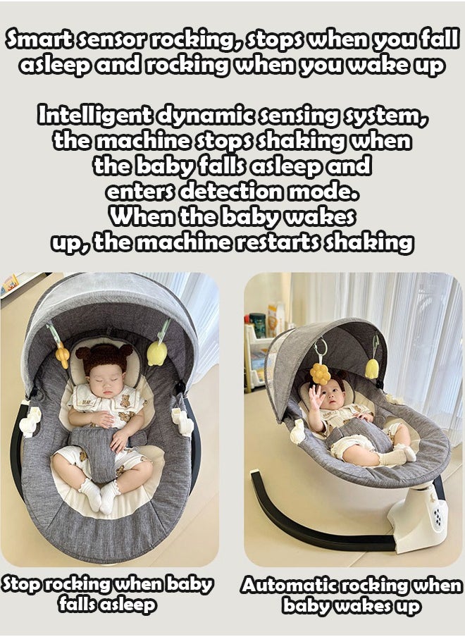 ZCM-HAPPY - Baby Electric Rocking Chair - Newborn Cradle Bed with Remote Control and Soothing Features – 6-Piece Set - Image 1