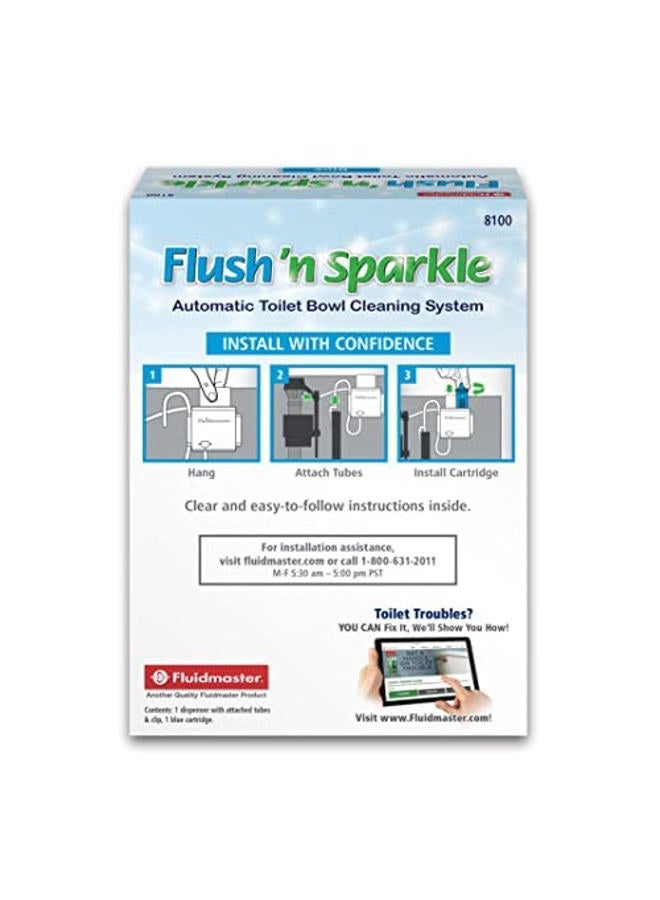 Fluidmaster 8100 Flush 'n Sparkle Automatic Toilet Bowl Cleaning System with Blue Cartridge, Upgraded Version - Image 3