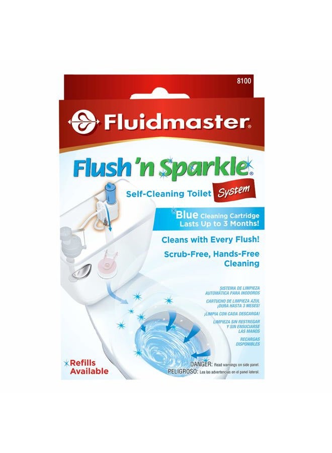 Fluidmaster 8100 Flush 'n Sparkle Automatic Toilet Bowl Cleaning System with Blue Cartridge, Upgraded Version - Image 1