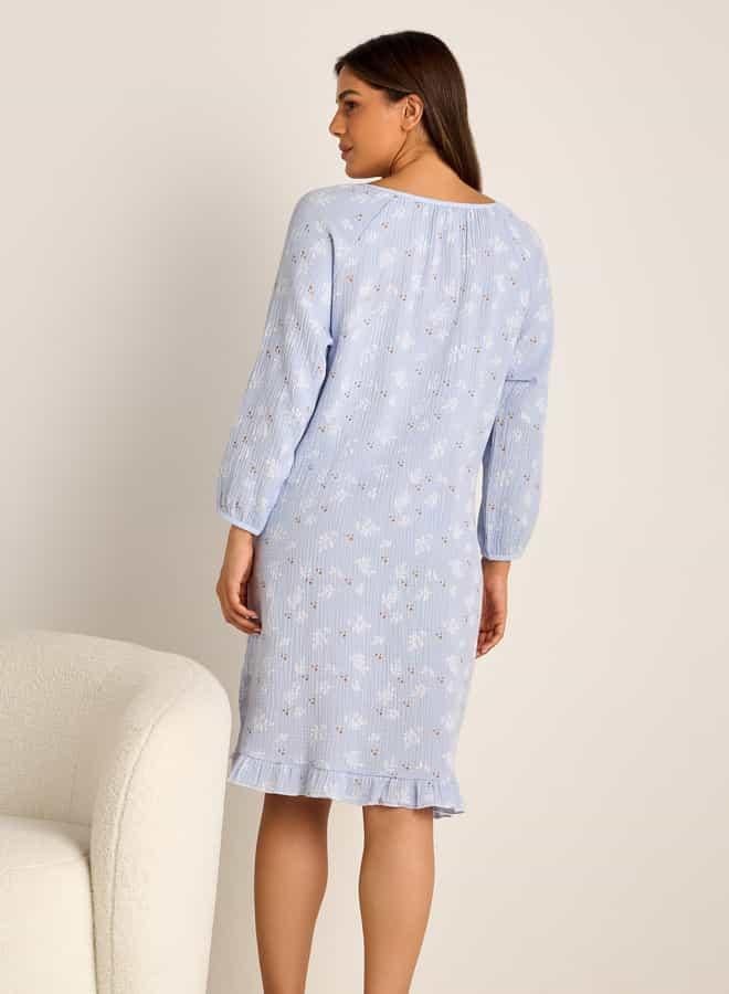 سبلاش فيڤ فستان حمل ليلي بطبعة زهور وأكمام طويلة - Image 4