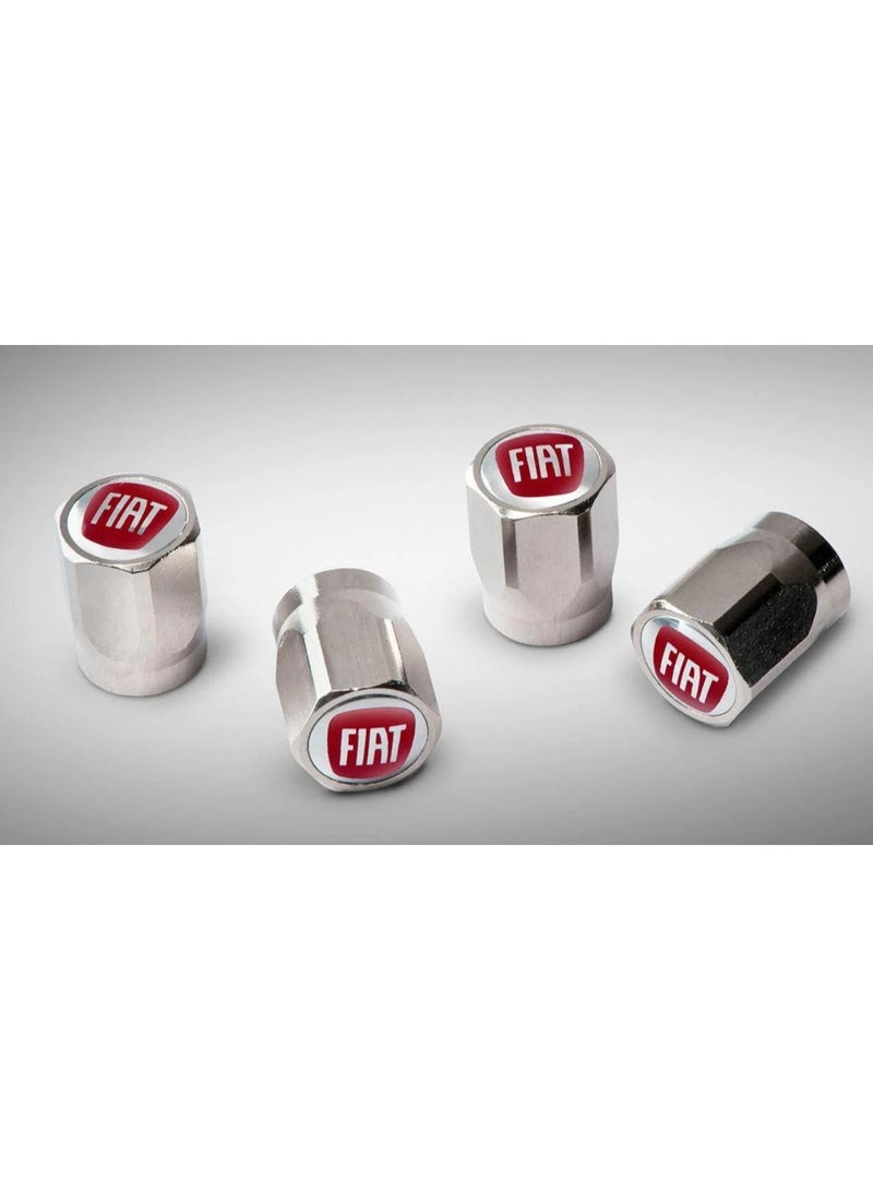 Car tire air valve cover with metal medallion, car tire valve covers, valve kit protects the car's air valve from dirt, dust, and minor air leaks, compatible with Fiat